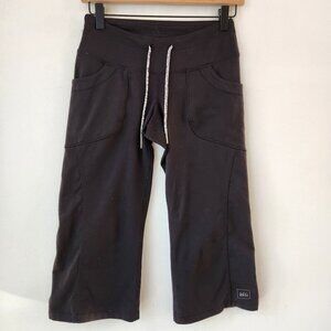 REI Black Stretch Cropped Sweatpants Wide Flare Leg Athleisure Pants Women's XS